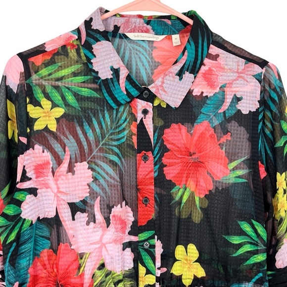 Soft Surroundings Floral Sheer Swimsuit Cover Up – Tropical Print – Size M - Picture 3 of 10